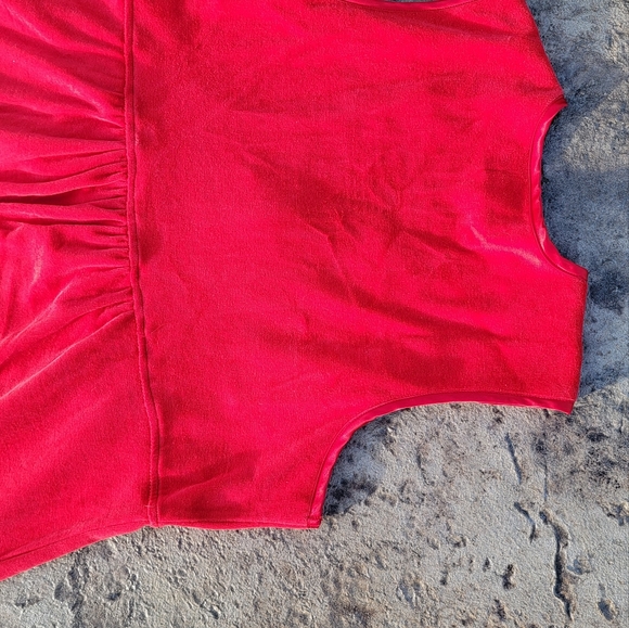 Red plush material dress cover up - Picture 7 of 7